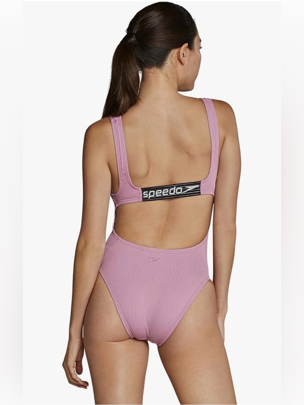 SPEEDO Women's Swimsuit One Piece Logo Back Strap  Size 12 Mauve Orchid NWOT